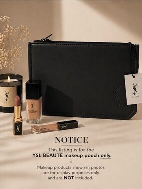 Yves Saint Laurent Beaute YSL black Makeup Bag Pouch case clutch envelope NEW.